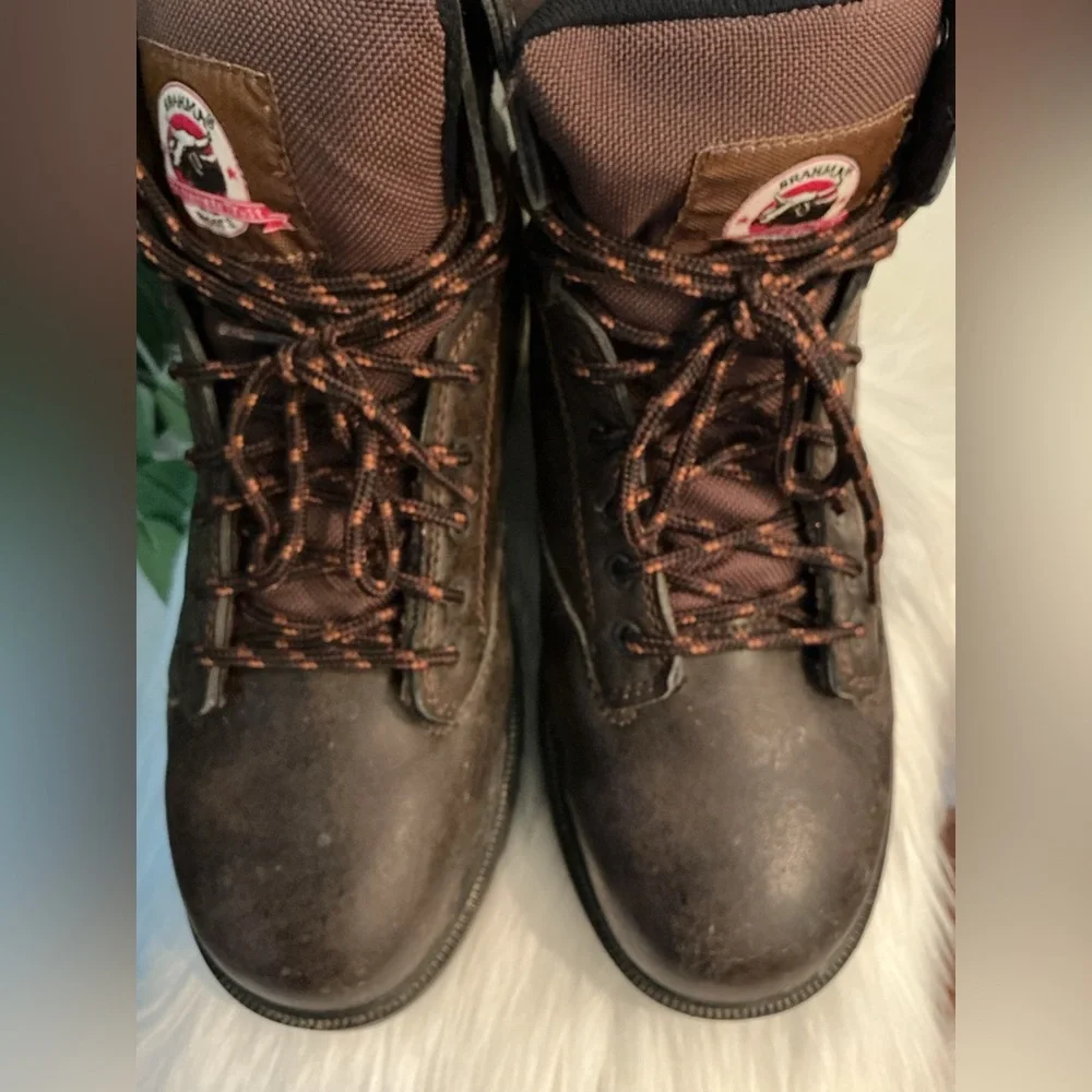 Brahma Men's Gus 6” Brown Leather Steel Toe Work Boots Size 10.5 (Pre-Owned)